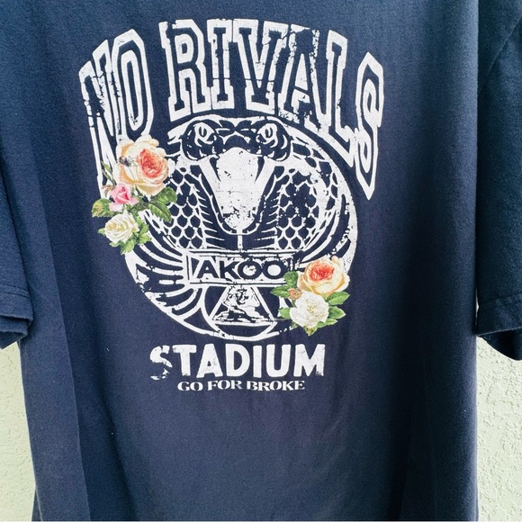 No Rivals AKOO 4X 100% cotton Stadium Go For Broke navy blue cobra snake T-Shirt - Picture 1 of 12